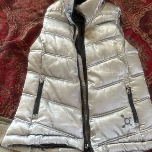 GUC Orangetheory Fitness Silver Puffer Vest with Black Accents